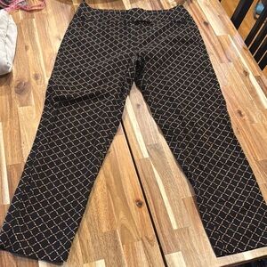 White House Black Market Woman’s Black and Tan Patterned Chinos